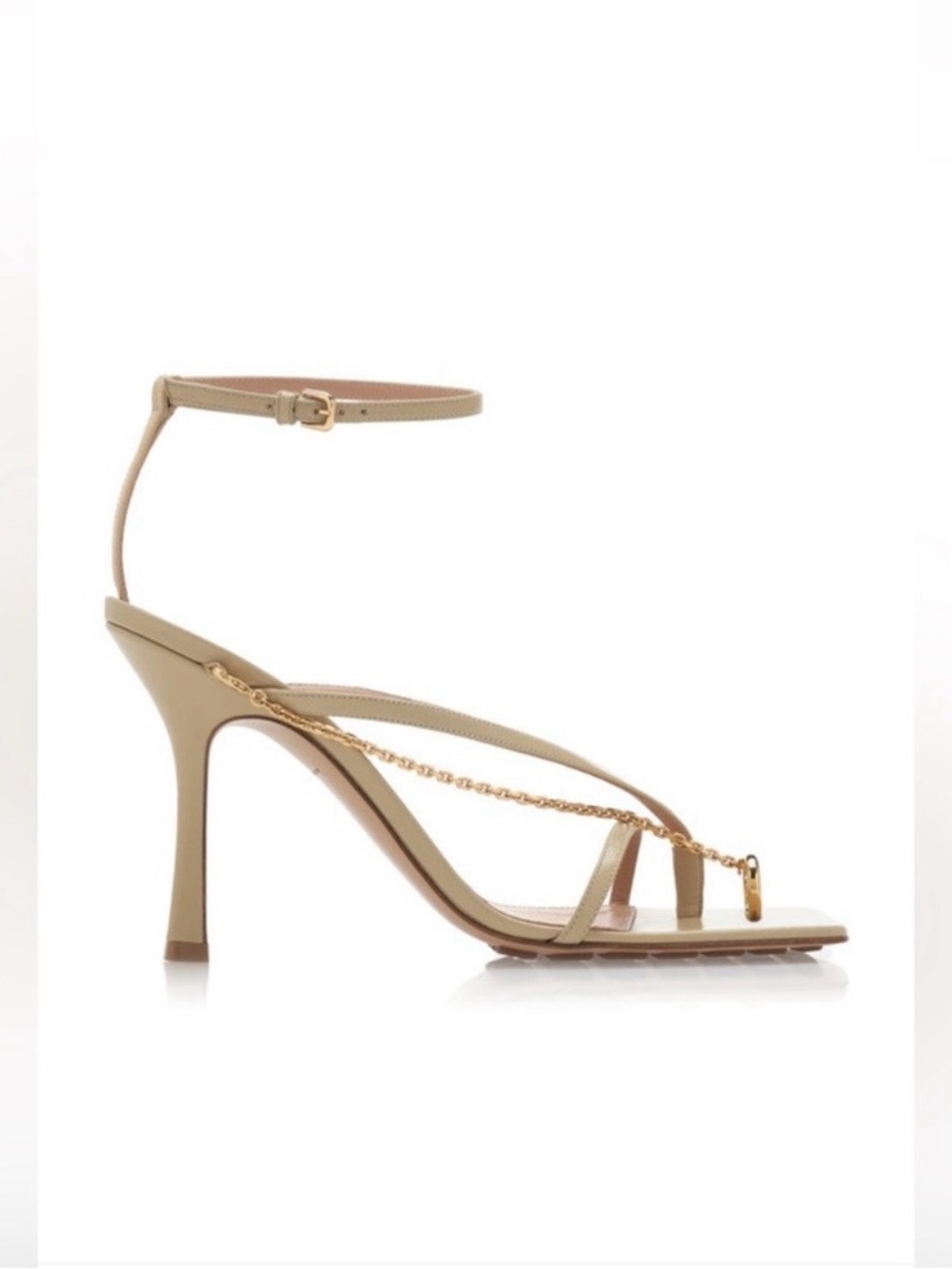 Bottega Veneta Nude Beige Chain Trimmed Lounge Leather Sandals - Picture 4 of 4
